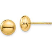 14K Yellow Gold Polished 8mm Button Post Earrings by Oro Pregiato