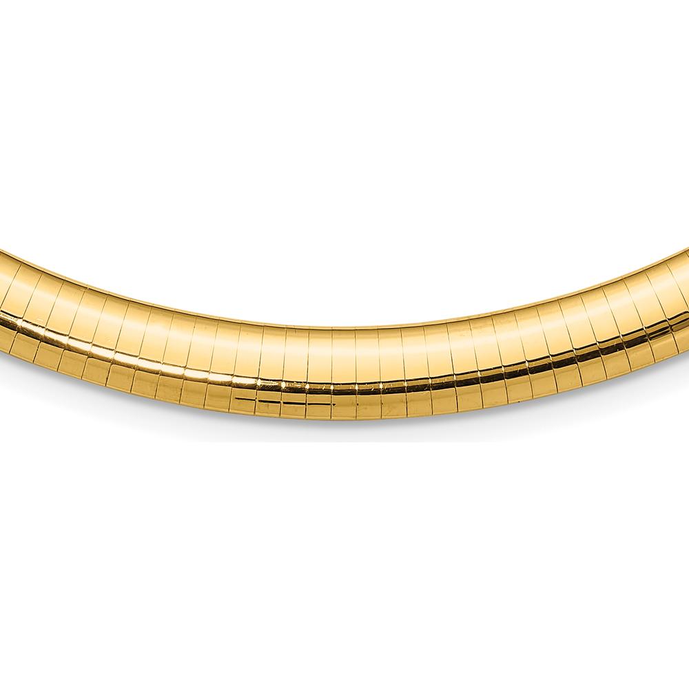 14K Yellow Gold Polished 8mm Domed Omega Necklace - 16 Inches by Oro Pregiato