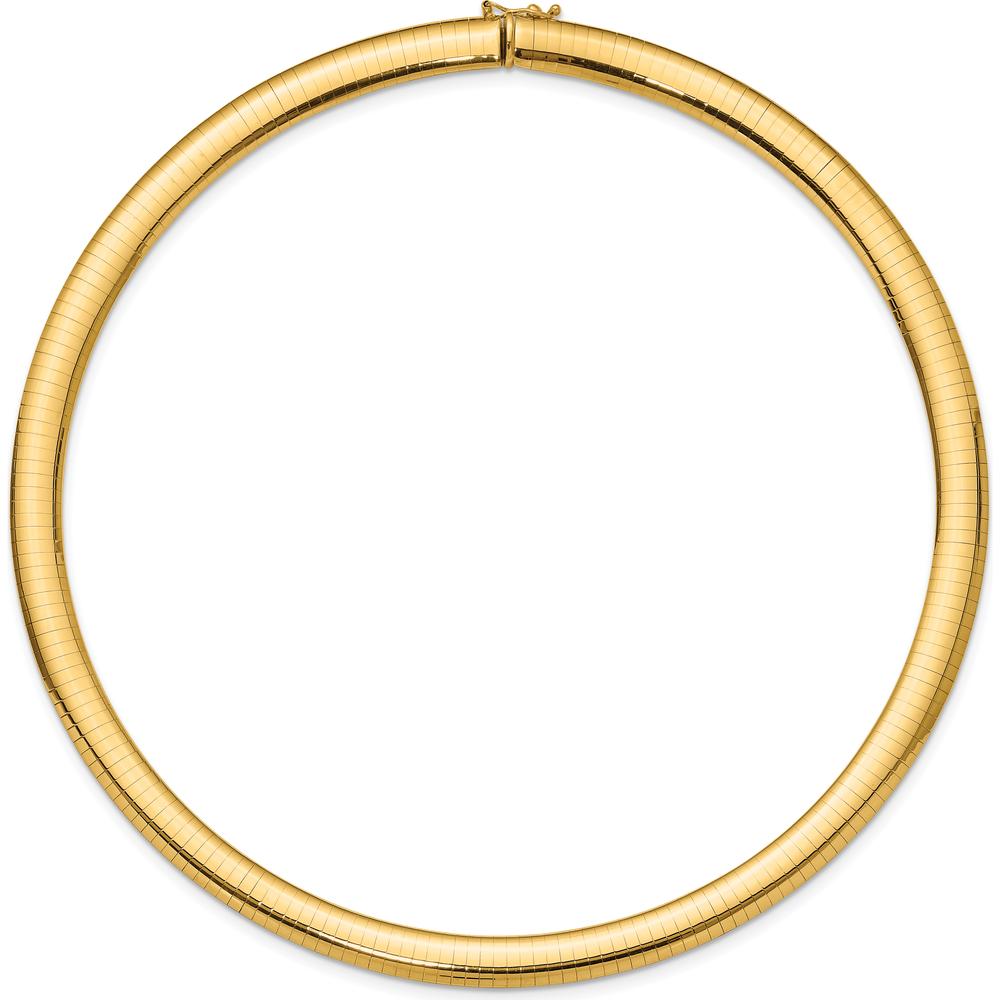 14K Yellow Gold Polished 8mm Domed Omega Necklace - 16 Inches by Oro Pregiato