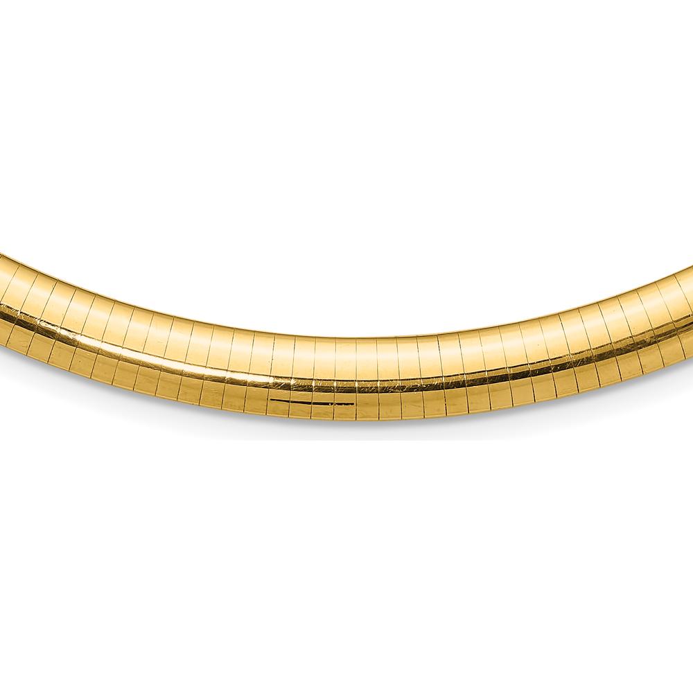 14K Yellow Gold Polished 8mm Domed Omega Necklace - 18" Length by Oro Pregiato