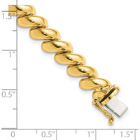 14K Yellow Gold Polished 8mm San Marco Bracelet - 7" in Length by 0