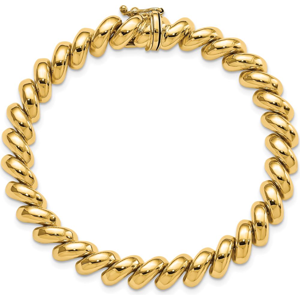 14K Yellow Gold Polished 8mm San Marco Bracelet - 7" in Length by 0