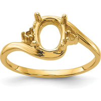 14K Yellow Gold Polished 8x6mm Oval Gemstone Ring Mounting with 0.04 Carat Diamond Accents by Monteluci Fine Jewelry