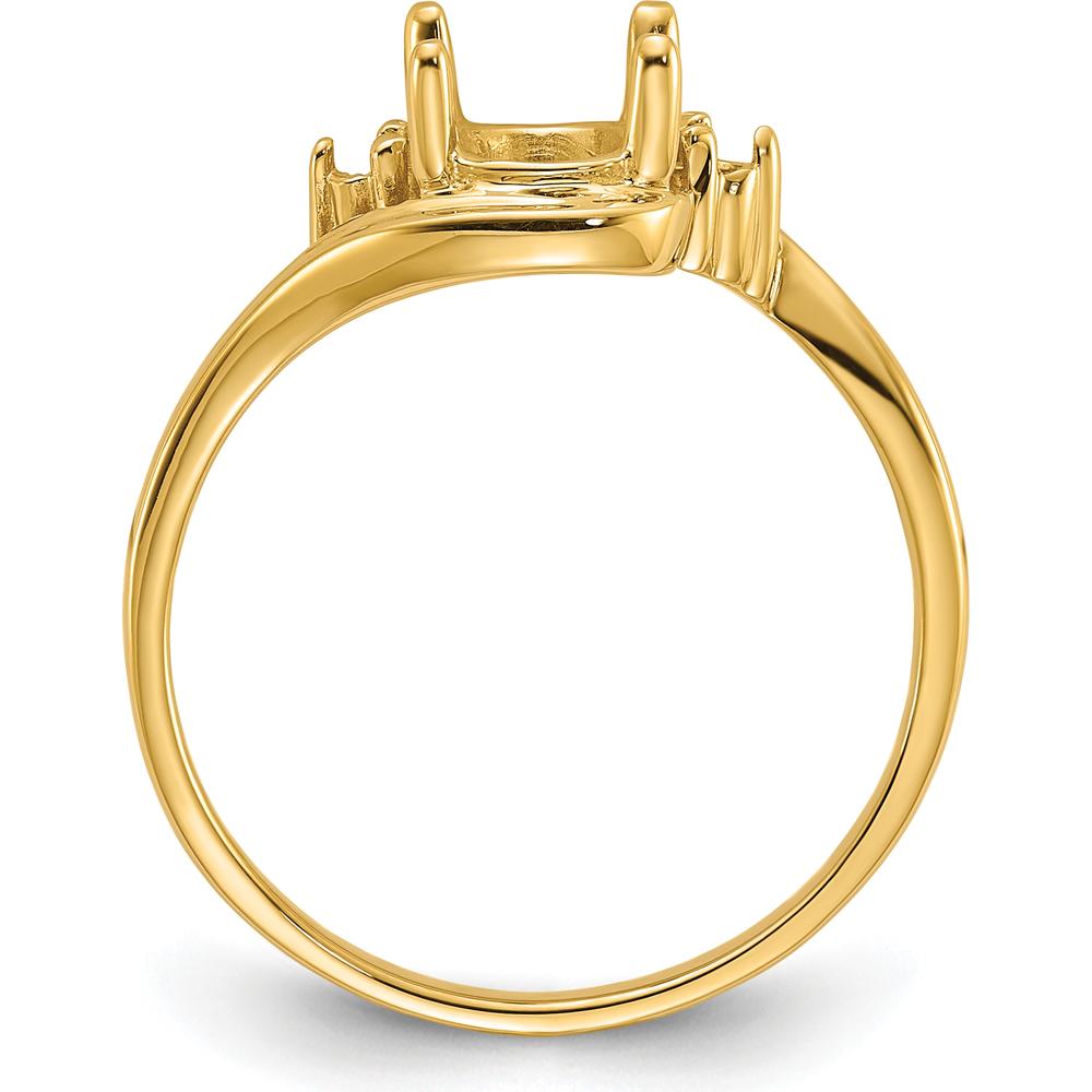 14K Yellow Gold Polished 8x6mm Oval Gemstone Ring Mounting with 0.04 Carat Diamond Accents by Monteluci Fine Jewelry