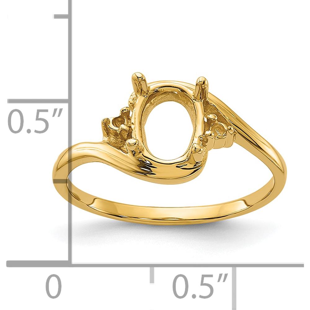 14K Yellow Gold Polished 8x6mm Oval Gemstone Ring Mounting with 0.04 Carat Diamond Accents by Monteluci Fine Jewelry