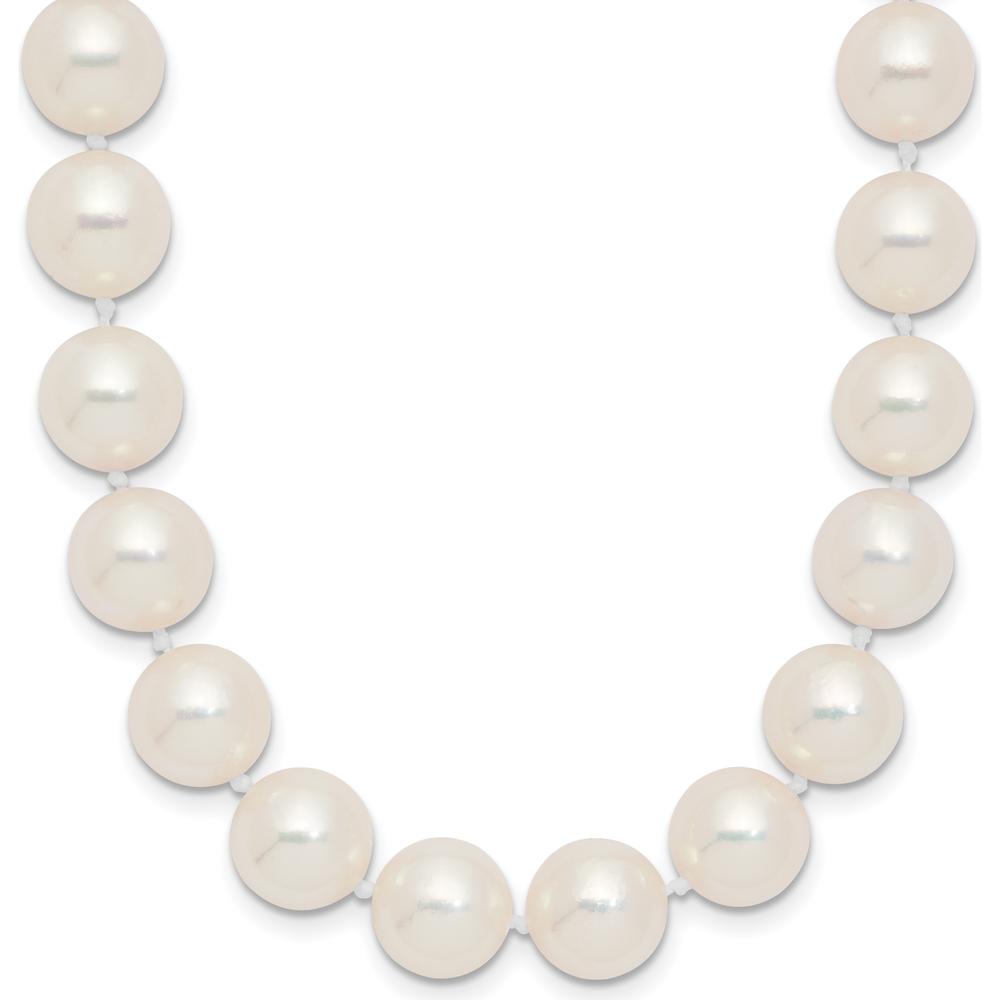 14K Yellow Gold Polished 9-10mm Round White Akoya Saltwater Cultured Pearl Necklace - 18" by Monteluci Fine Jewelry