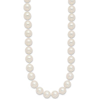 14K Yellow Gold Polished 9-10mm Round White Akoya Saltwater Cultured Pearl Necklace - 18" by Monteluci Fine Jewelry
