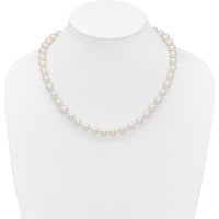 14K Yellow Gold Polished 9-10mm Round White Akoya Saltwater Cultured Pearl Necklace - 18" by Monteluci Fine Jewelry