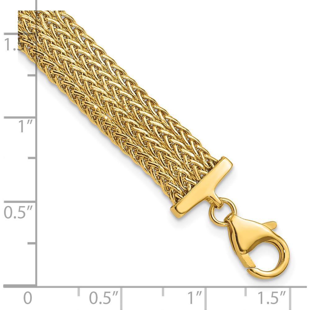 14K Yellow Gold Polished 9.2mm Braided Link Bracelet - 7.5" Length by Oro Pregiato