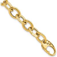 14K Yellow Gold Polished 9.3mm Fancy Oval Link Bracelet - 8.5" Length by 0