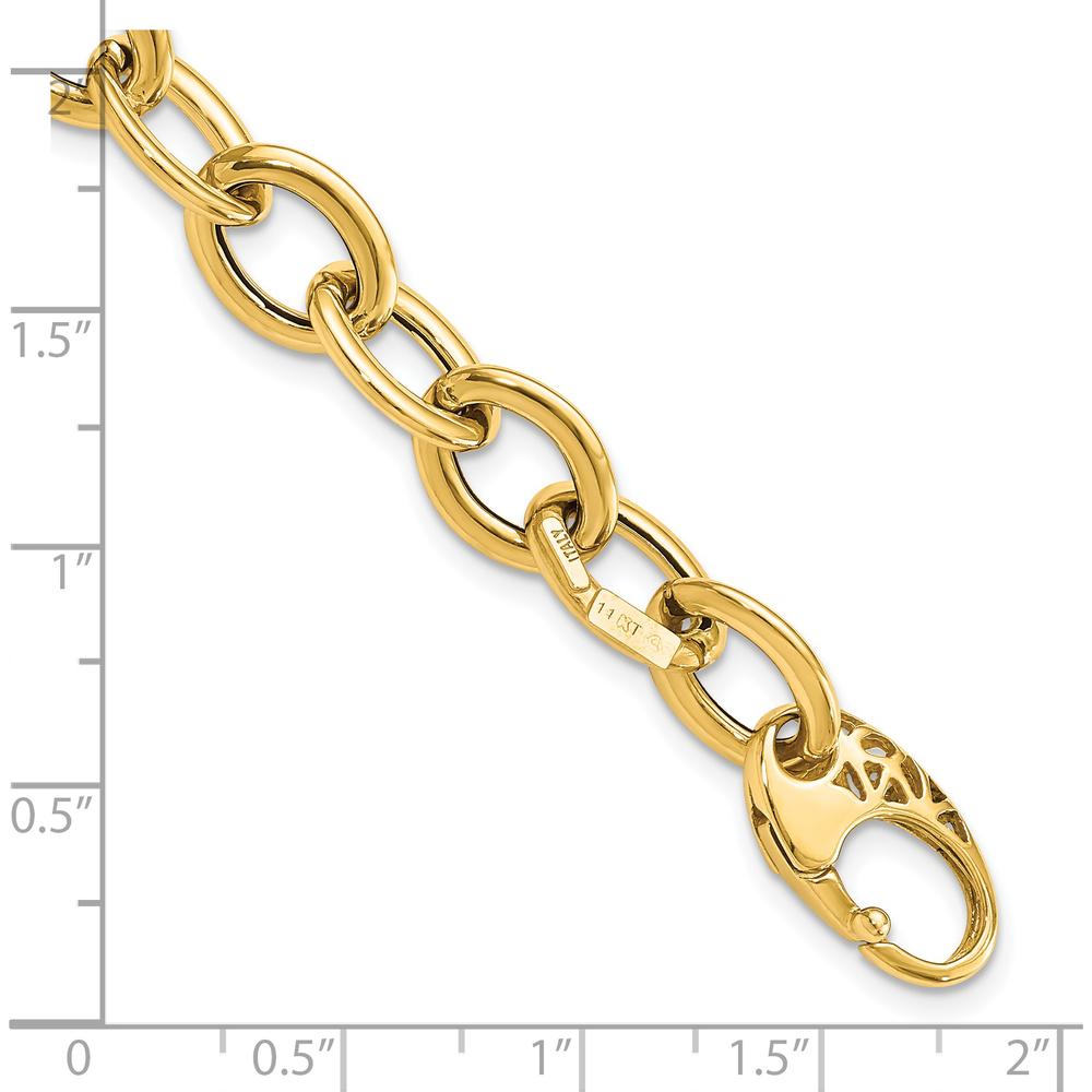 14K Yellow Gold Polished 9.3mm Fancy Oval Link Bracelet - 8.5" Length by 0