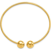 14K Yellow Gold Polished 9.5mm Ball Flexible Oval Cuff Bangle Bracelet by Oro Pregiato