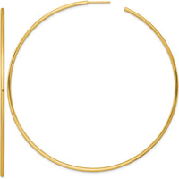 14K Yellow Gold Polished 90mm Tube C-Hoop Post Earrings by 0