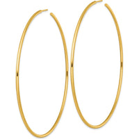 14K Yellow Gold Polished 90mm Tube C-Hoop Post Earrings by 0