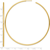 14K Yellow Gold Polished 90mm Tube C-Hoop Post Earrings by 0