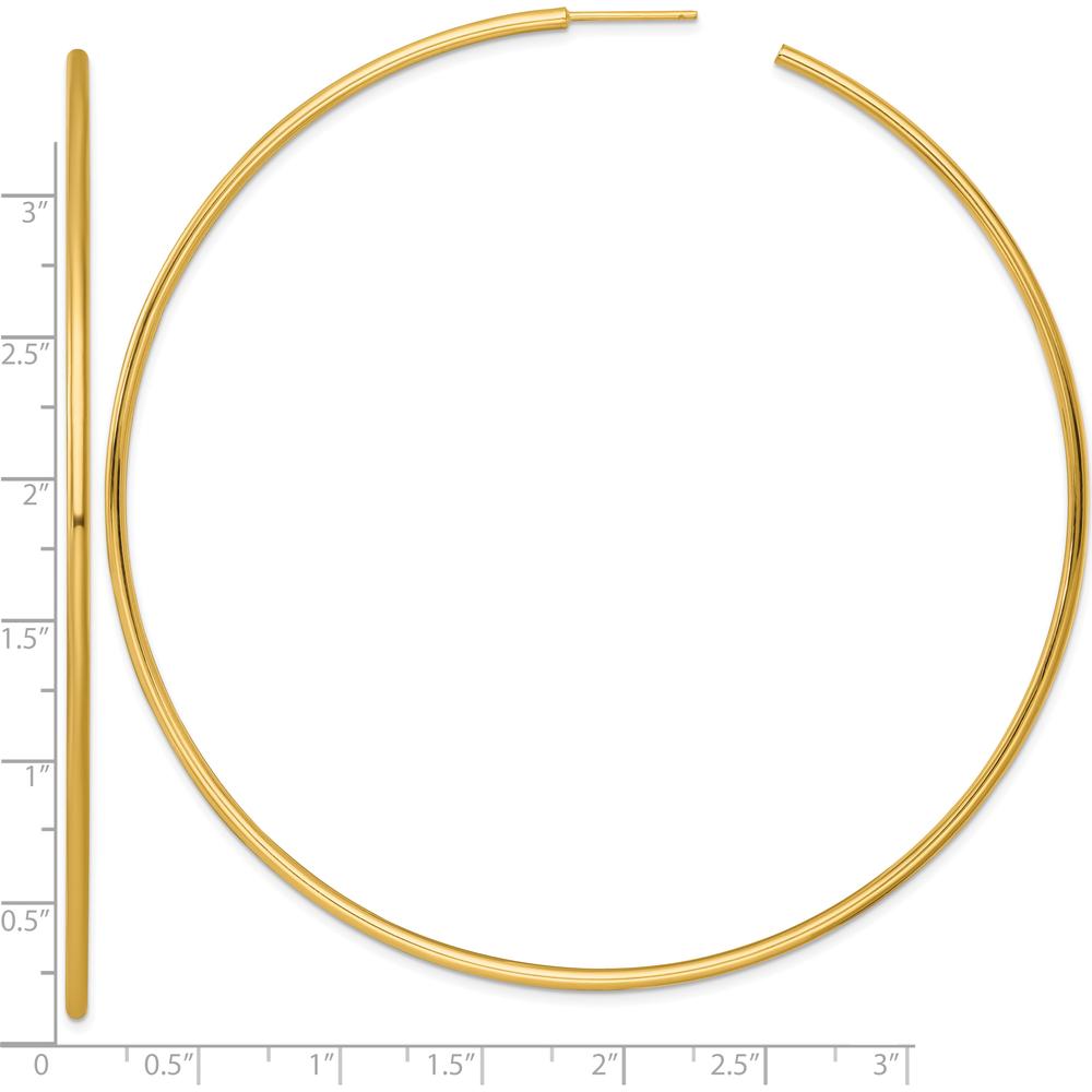 14K Yellow Gold Polished 90mm Tube C-Hoop Post Earrings by 0