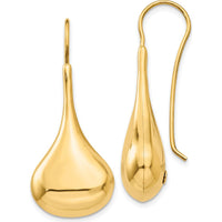 14K Yellow Gold Polished Abstract Drop Earrings with Hollow Design by Oro Pregiato