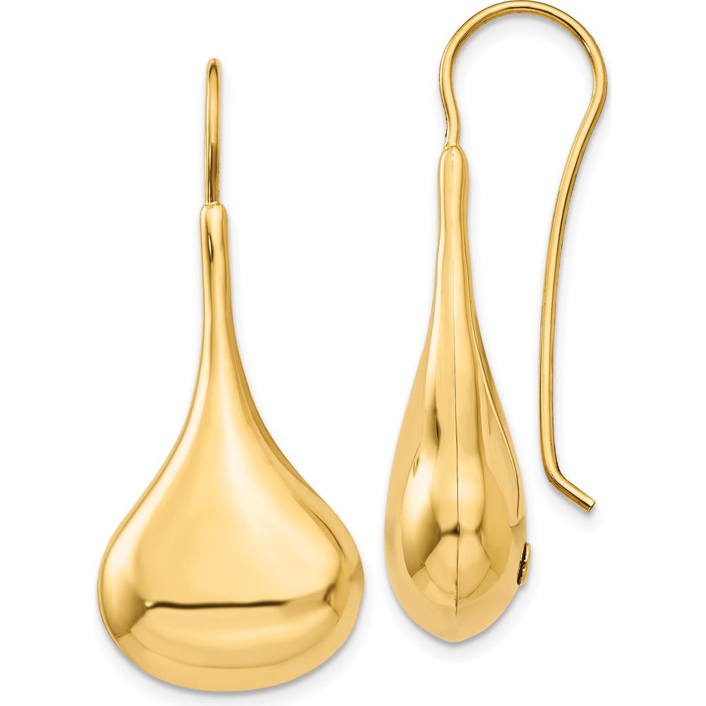 14K Yellow Gold Polished Abstract Drop Earrings with Hollow Design by Oro Pregiato
