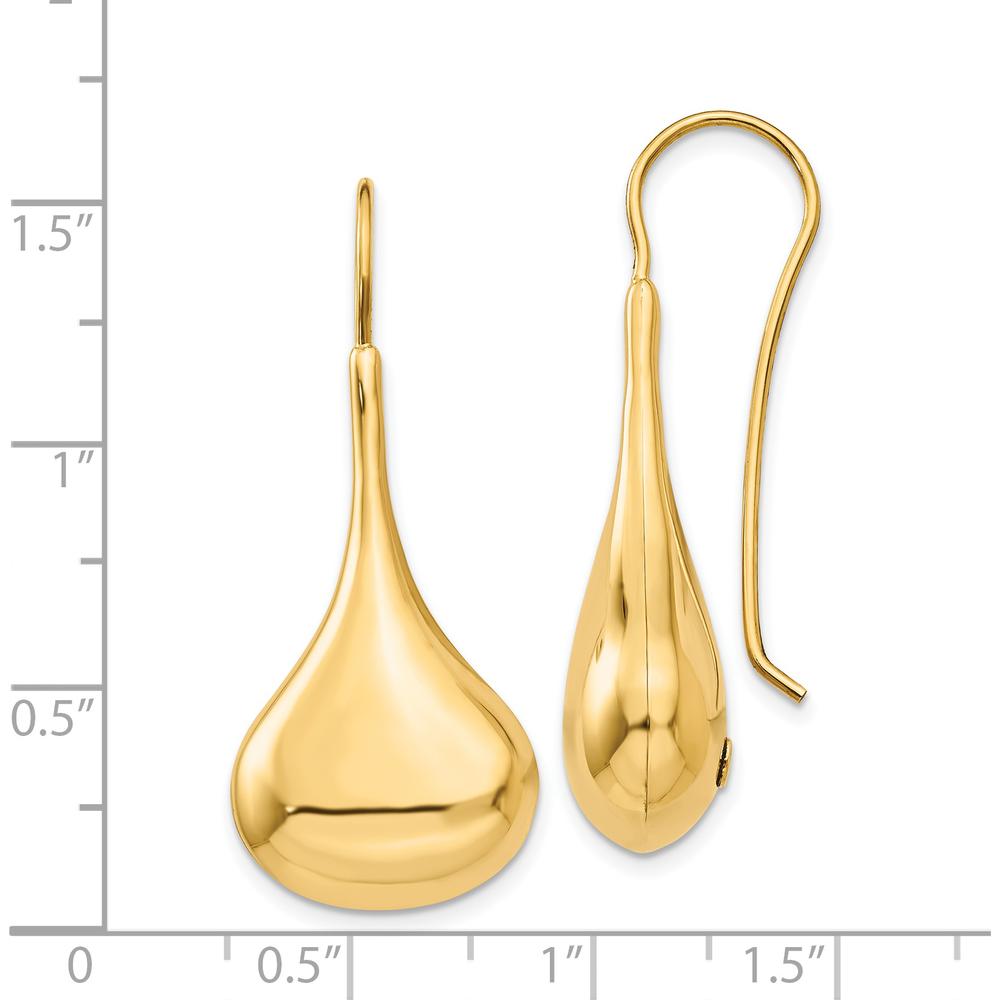 14K Yellow Gold Polished Abstract Drop Earrings with Hollow Design by Oro Pregiato