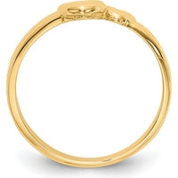 14K Yellow Gold Polished Adjoining Hearts Ring - Solid Casted Design by Oro Pregiato