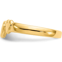 14K Yellow Gold Polished Adjoining Hearts Ring - Solid Casted Design by Oro Pregiato