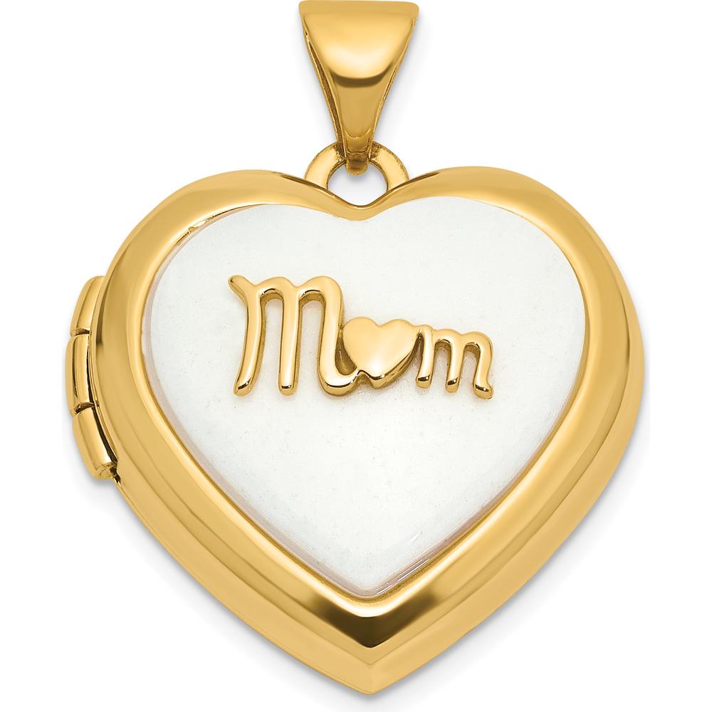 14K Yellow Gold Polished Agate Heart Locket Pendant - 5.25 Carat Total Agate Weight by Oro Pregiato
