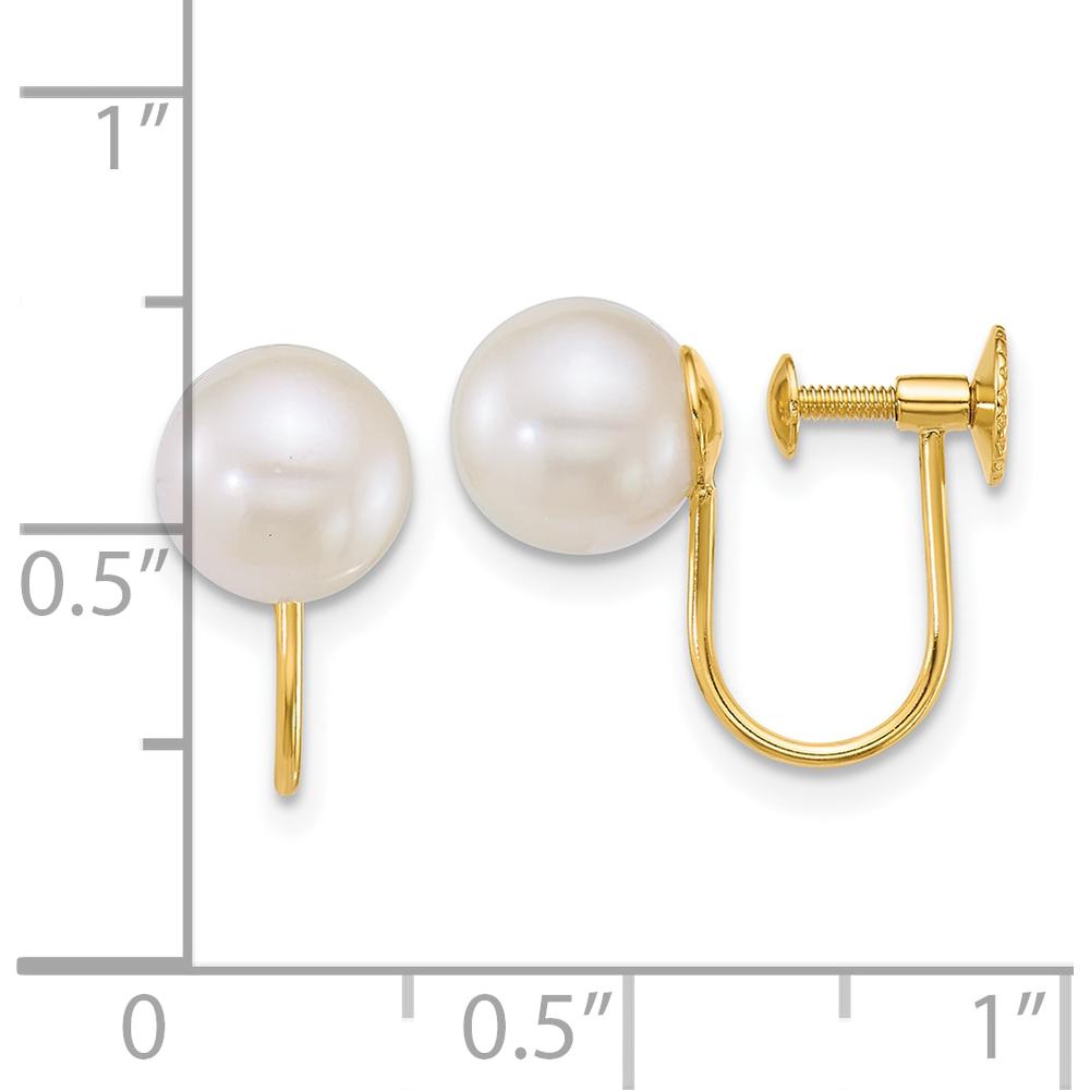 14K Yellow Gold Polished Akoya Saltwater Cultured Pearl Non-Pierced Earrings - 7-8mm Pearls by Monteluci Fine Jewelry