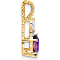 14K Yellow Gold Polished Amethyst and Diamond Pendant - 1.58 Carat Total Gem Weight by Oro Pregiato