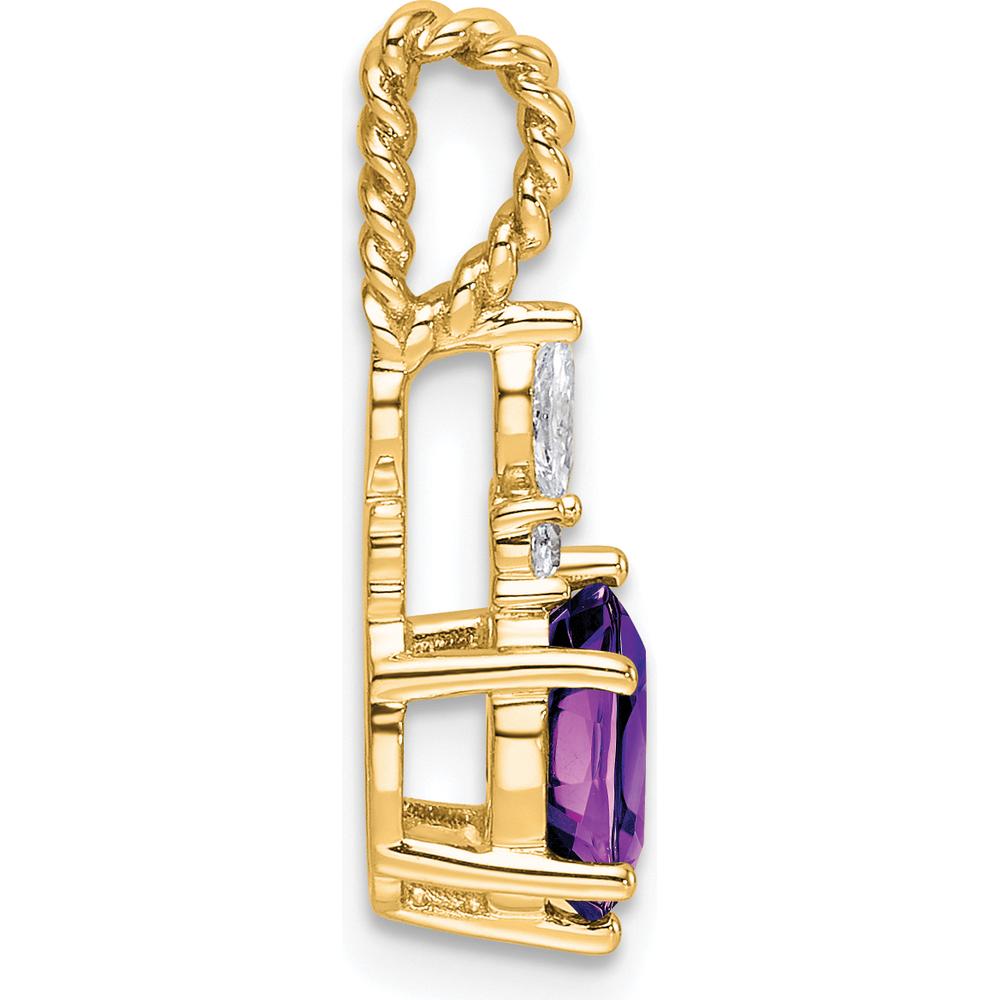 14K Yellow Gold Polished Amethyst and Diamond Pendant - 1.58 Carat Total Gem Weight by Oro Pregiato