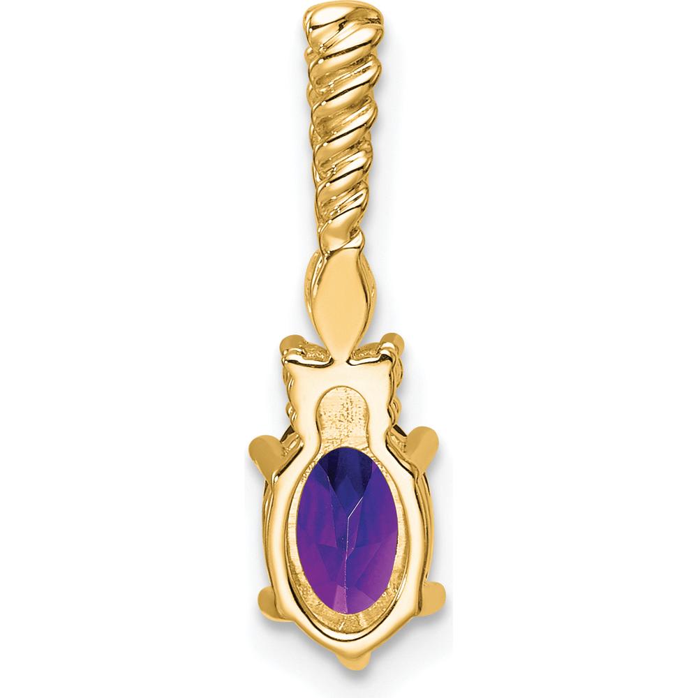 14K Yellow Gold Polished Amethyst and Diamond Pendant - 1.58 Carat Total Gem Weight by Oro Pregiato