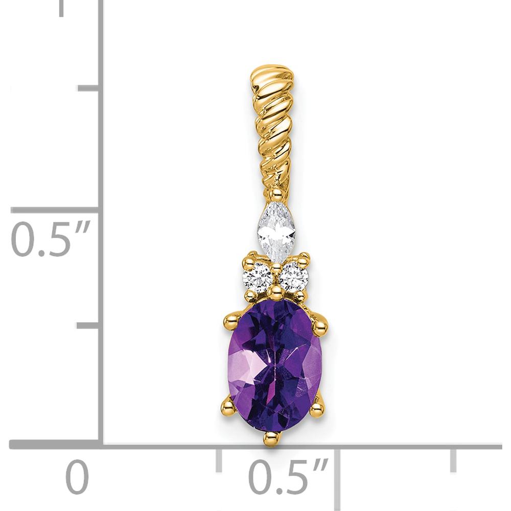 14K Yellow Gold Polished Amethyst and Diamond Pendant - 1.58 Carat Total Gem Weight by Oro Pregiato