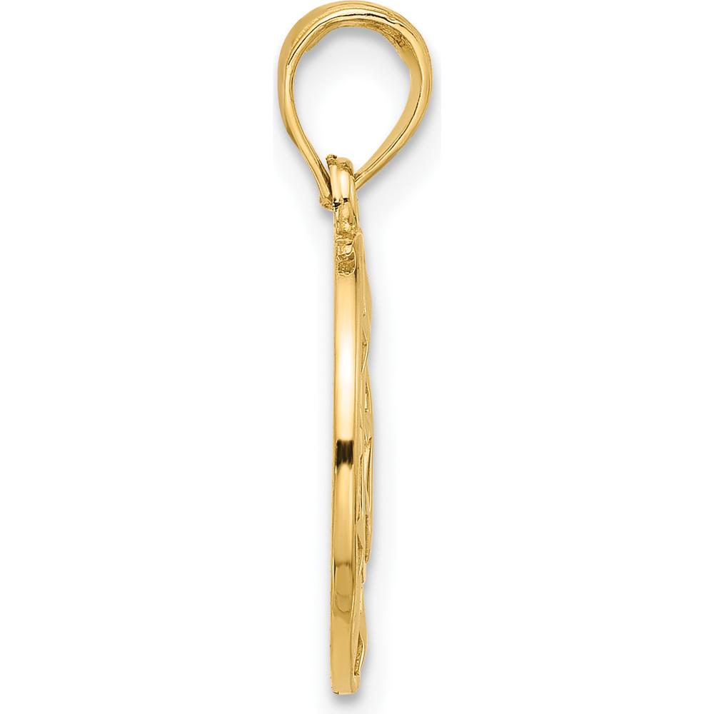 14K Yellow Gold Polished Anchor and Stars Charm Pendant by Oro Pregiato