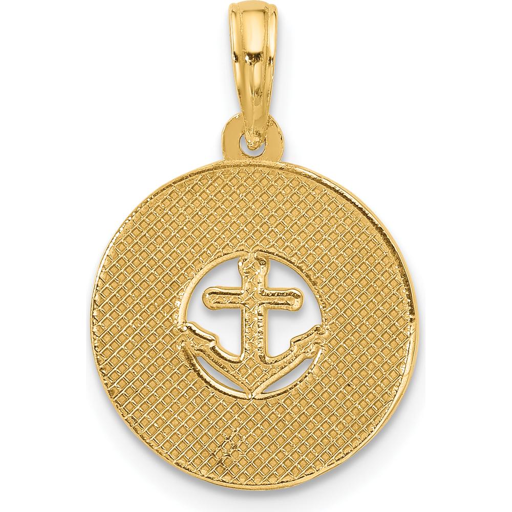 14K Yellow Gold Polished Anchor and Stars Charm Pendant by Oro Pregiato