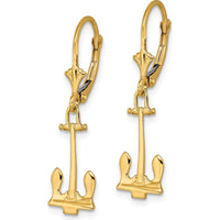 14K Yellow Gold Polished Anchor Leverback Drop Earrings by 0