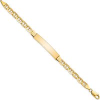 14K Yellow Gold Polished Anchor Link 7" ID Bracelet with Solid Plate 38x7.8mm by Oro Pregiato