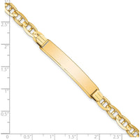14K Yellow Gold Polished Anchor Link 7" ID Bracelet with Solid Plate 38x7.8mm by Oro Pregiato