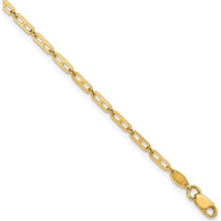 14K Yellow Gold Polished Anchor Link Anklet with 1" Extender - Adjustable 10" Length