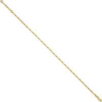 14K Yellow Gold Polished Anchor Link Anklet with 1" Extender - Adjustable 10" Length