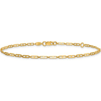 14K Yellow Gold Polished Anchor Link Anklet with 1" Extender - Adjustable 10" Length