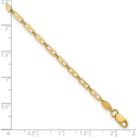 14K Yellow Gold Polished Anchor Link Anklet with 1" Extender - Adjustable 10" Length