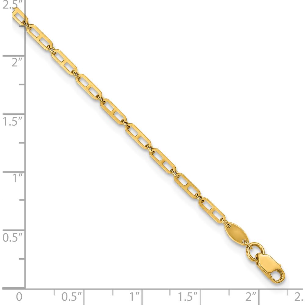 14K Yellow Gold Polished Anchor Link Anklet with 1" Extender - Adjustable 10" Length