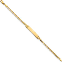14K Yellow Gold Polished Anchor Link Baby/Child ID Bracelet with Solid Plate - 6" Length by Oro Pregiato
