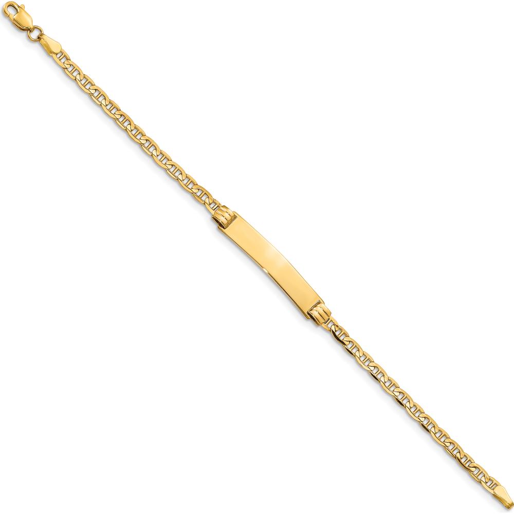 14K Yellow Gold Polished Anchor Link Baby/Child ID Bracelet with Solid Plate - 6" Length by Oro Pregiato