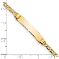 14K Yellow Gold Polished Anchor Link Baby/Child ID Bracelet with Solid Plate - 6" Length by Oro Pregiato