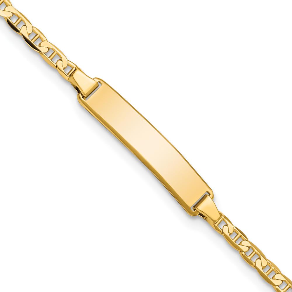 14K Yellow Gold Polished Anchor Link Baby ID Bracelet - 6" Length by Oro Pregiato