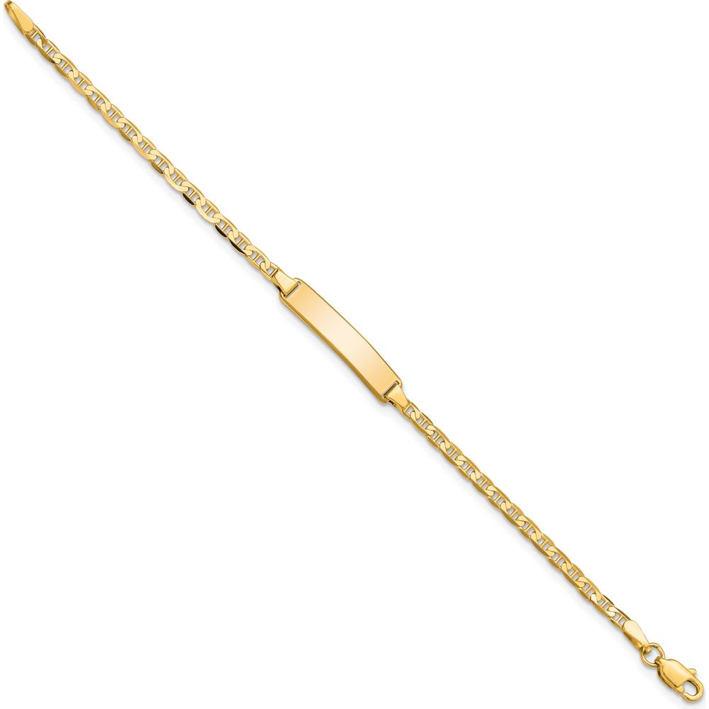 14K Yellow Gold Polished Anchor Link Baby ID Bracelet - 6" Length by Oro Pregiato