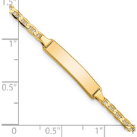 14K Yellow Gold Polished Anchor Link Baby ID Bracelet - 6" Length by Oro Pregiato