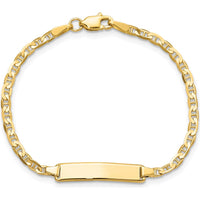 14K Yellow Gold Polished Anchor Link Baby ID Bracelet - 6" Length by Oro Pregiato