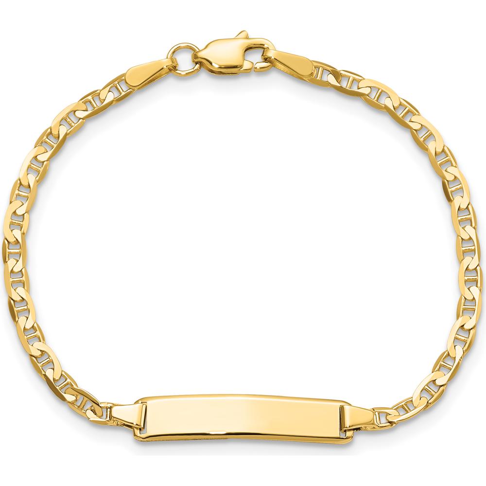 14K Yellow Gold Polished Anchor Link Baby ID Bracelet - 6" Length by Oro Pregiato
