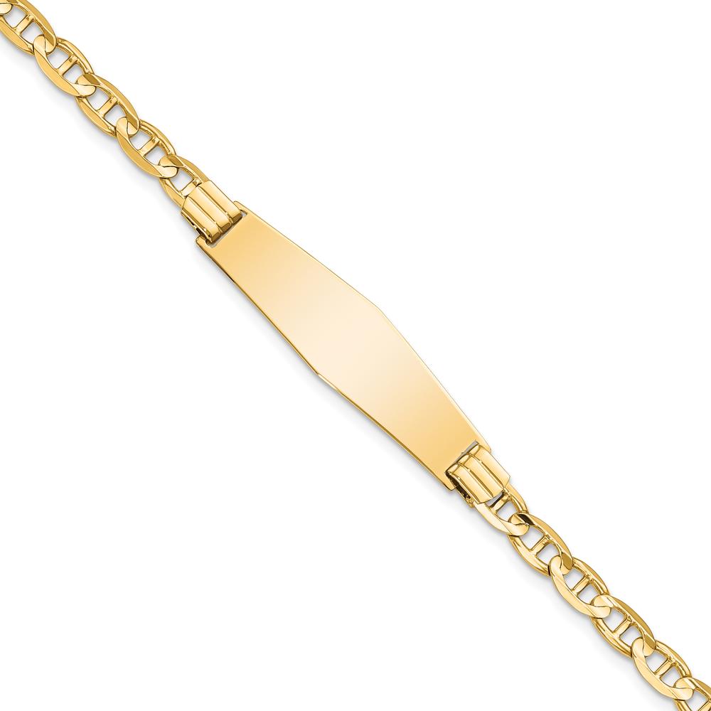 14K Yellow Gold Polished Anchor Link Bracelet with Diamond-Shaped Plate - 7" Length by Oro Pregiato